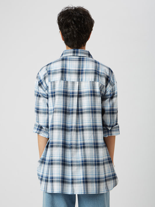 Blue & White Checkered Oversized Shirt