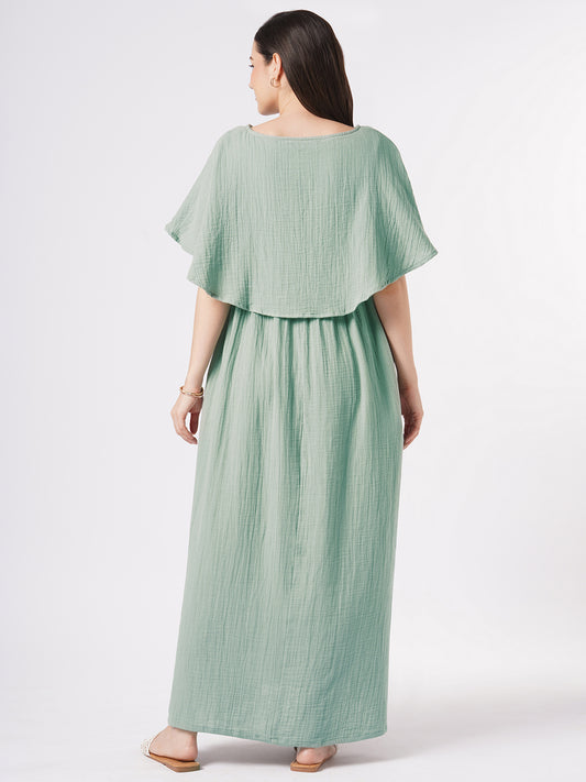 Solid Seafoam Green Doublecloth Maternity Dress
