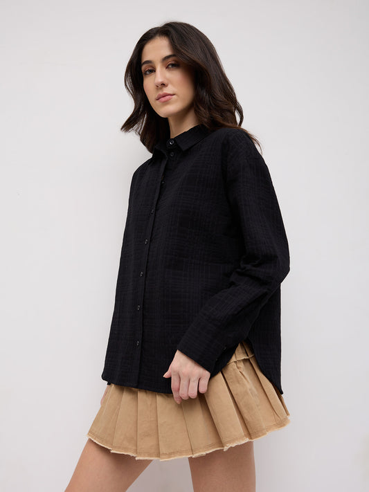 Onyx Black Contemporary Oversized Shirt