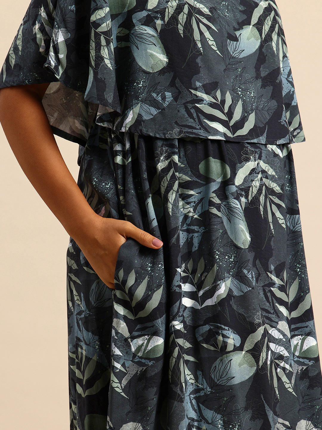 Multicolor Tropical Printed Maternity Dress