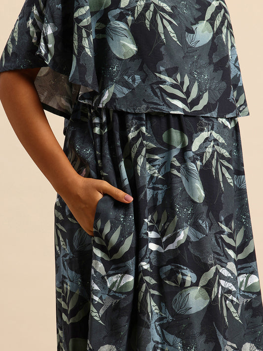 Multicolor Tropical Printed Maternity Dress