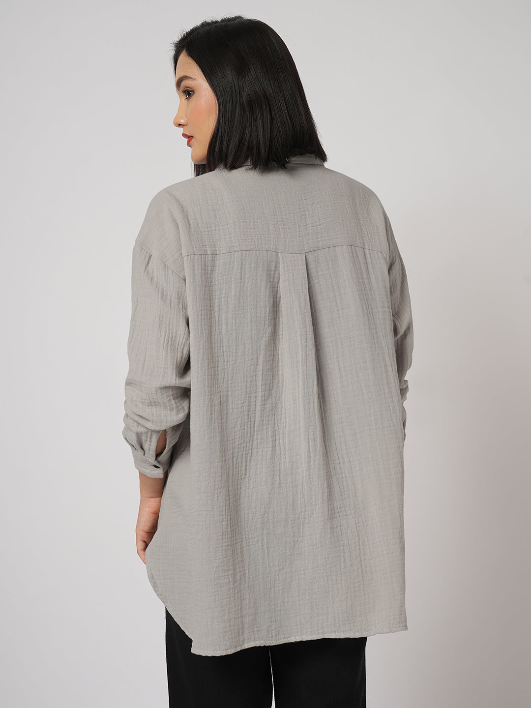Bone Beige Double Cloth Oversized Shirt