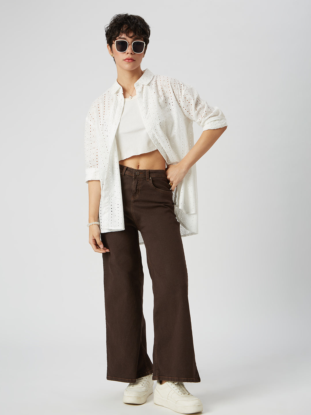 Snow White Schiffli Oversized Shirt