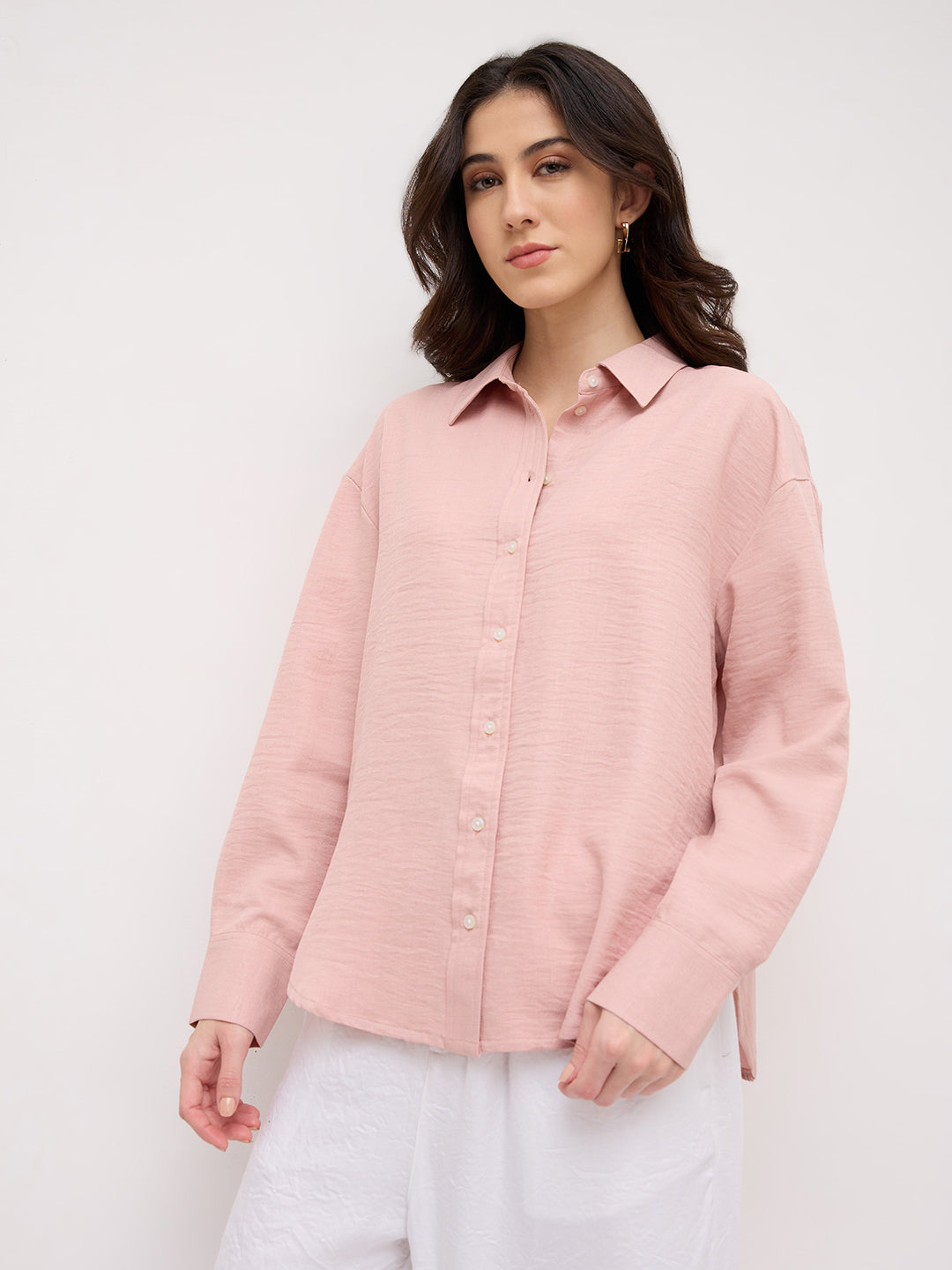 Soft Dusty Pink Contemporary Oversized Shirt