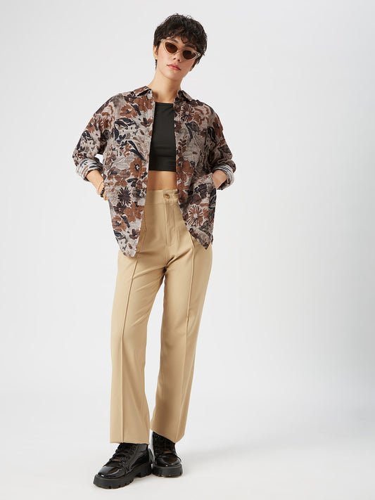 Multicolor Floral Printed Oversized Shirt