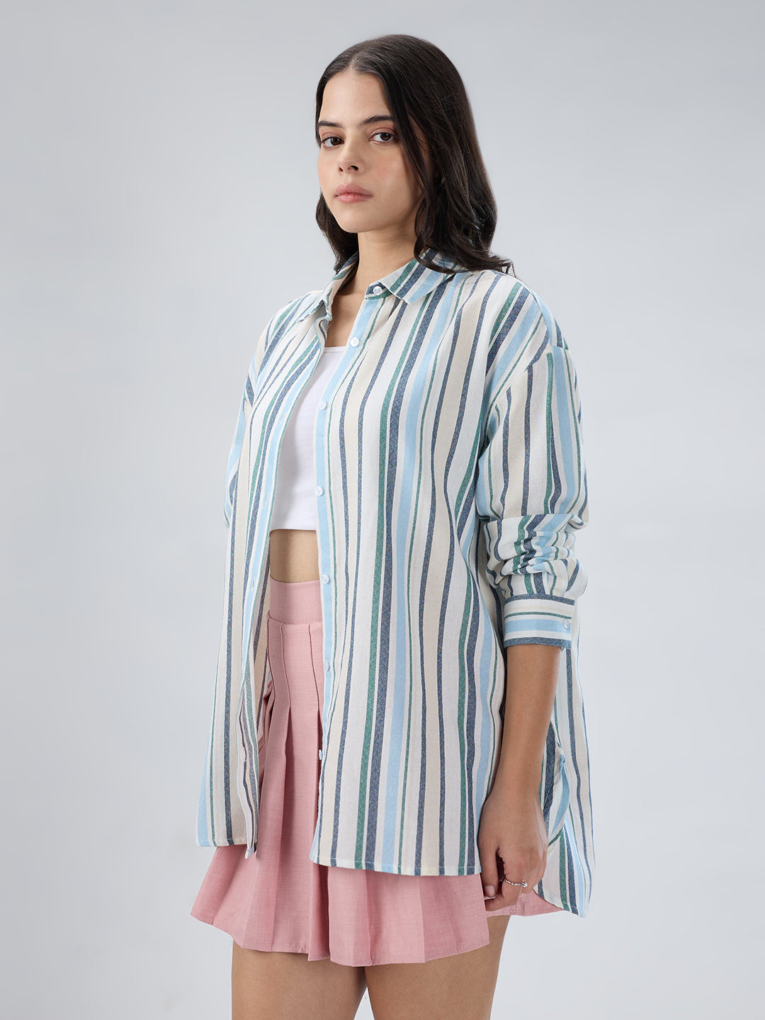 Multicolor Striped Oversized Shirt