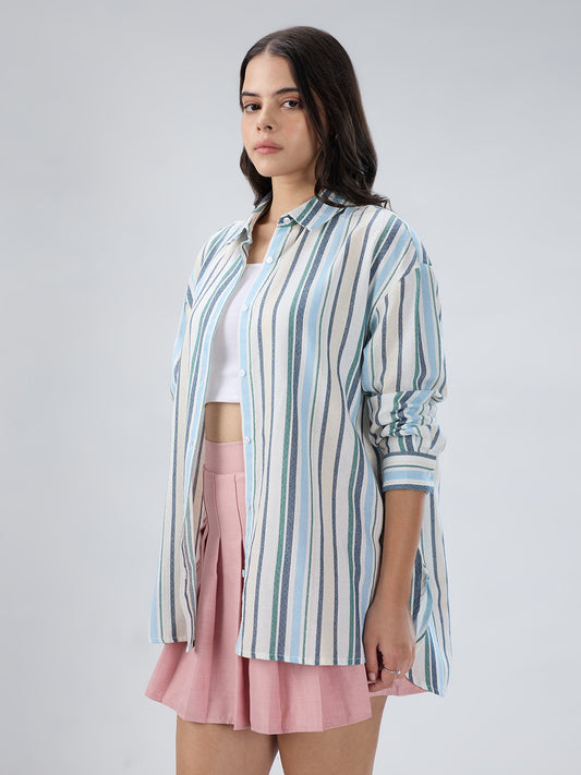 Multicolor Striped Oversized Shirt