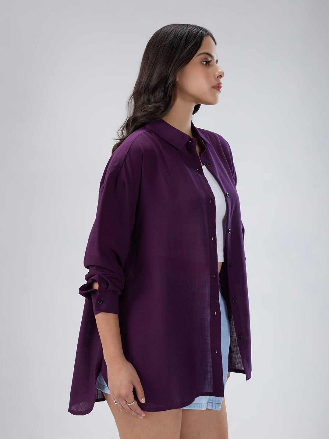 Solid Wine Oversized Shirt