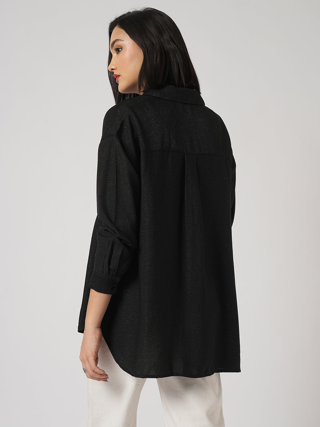 Black Stardust Shimmer Oversized Shirt