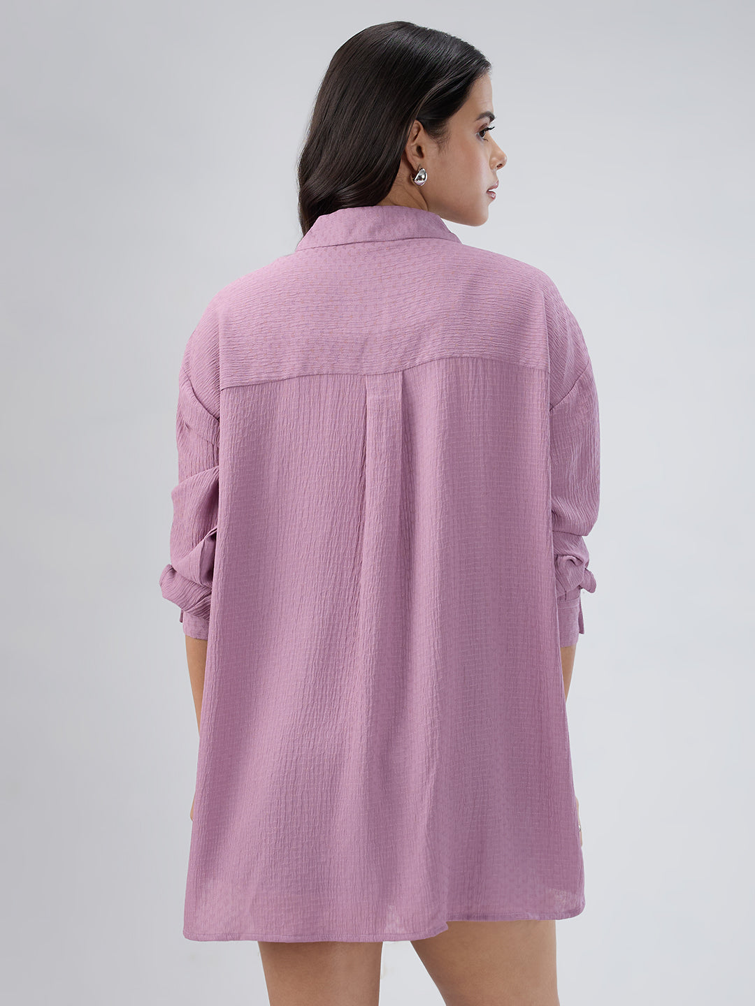 Lilac Crinkle Textured Oversized Shirt