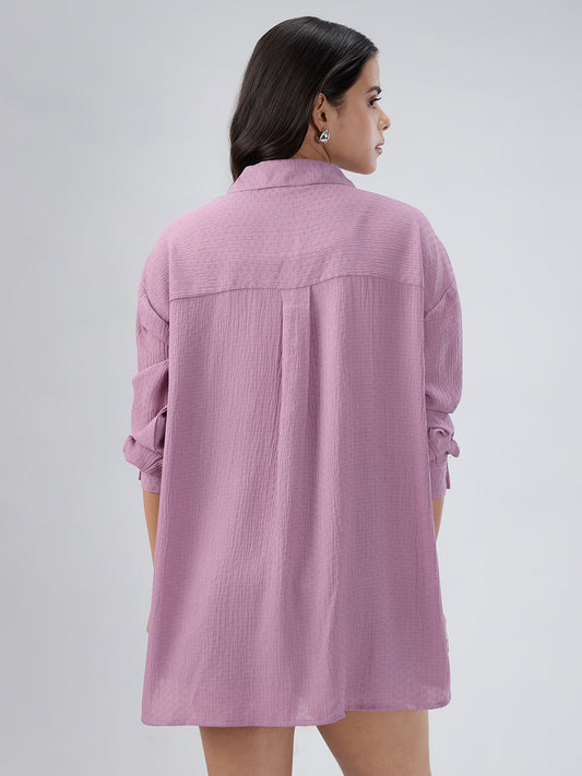 Lilac Crinkle Textured Oversized Shirt