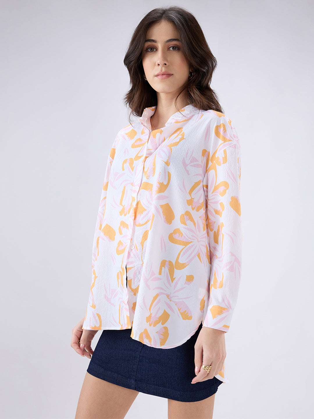 Multicolor Floral Printed Oversized Shirt