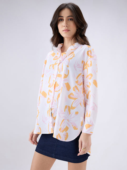 Multicolor Floral Printed Oversized Shirt