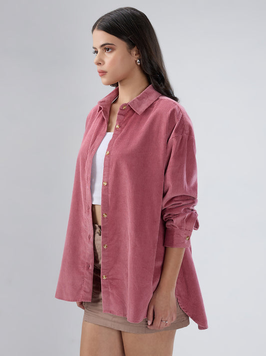 Froly Pink Corduroy Oversized Shirt