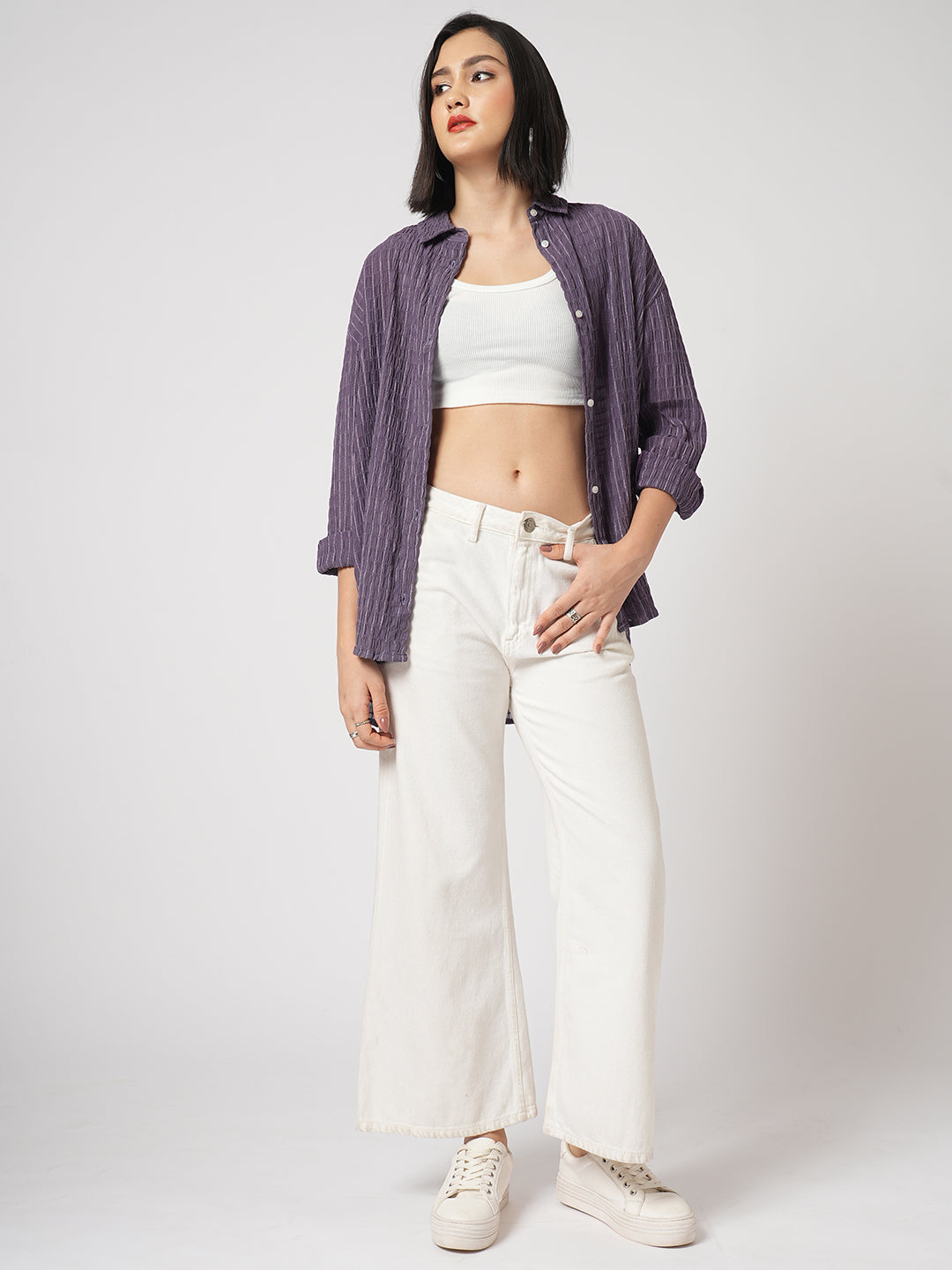 Old Lavendar Matrix Checks Oversized Shirt