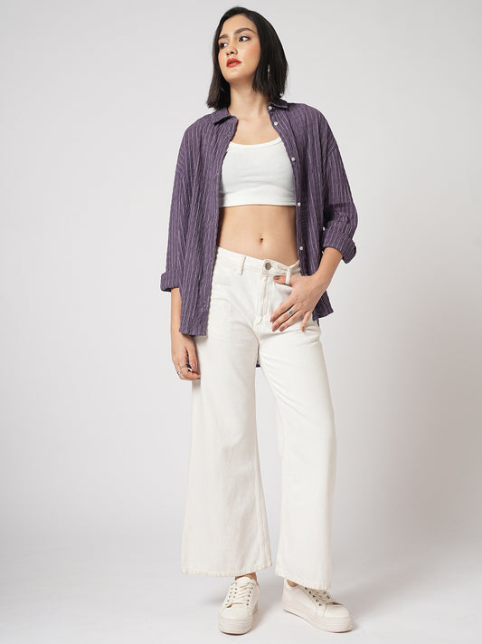 Old Lavendar Matrix Checks Oversized Shirt