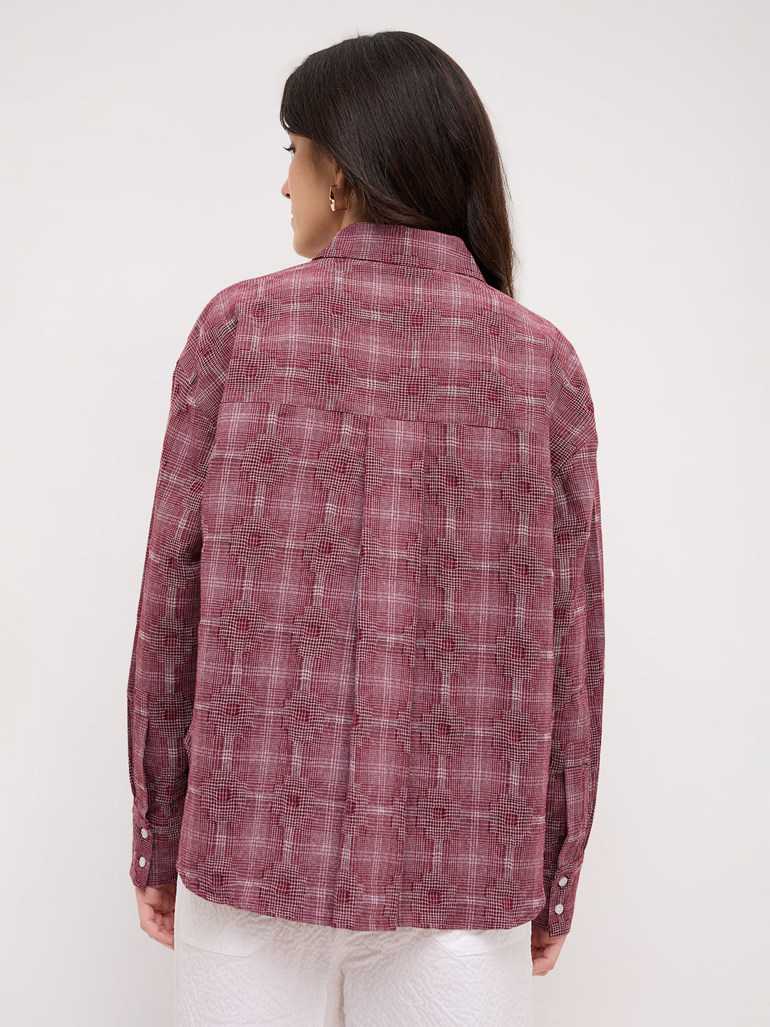 Classic Maroon Gridlock Smokey Plaid Oversized Shirt