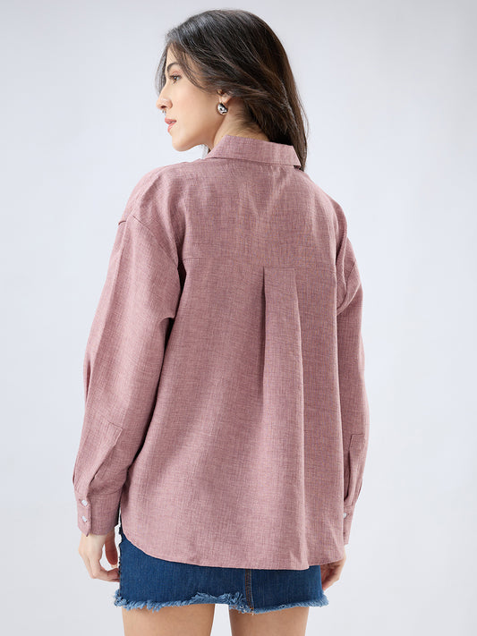 Han Pink Sub Textured Oversized Shirt