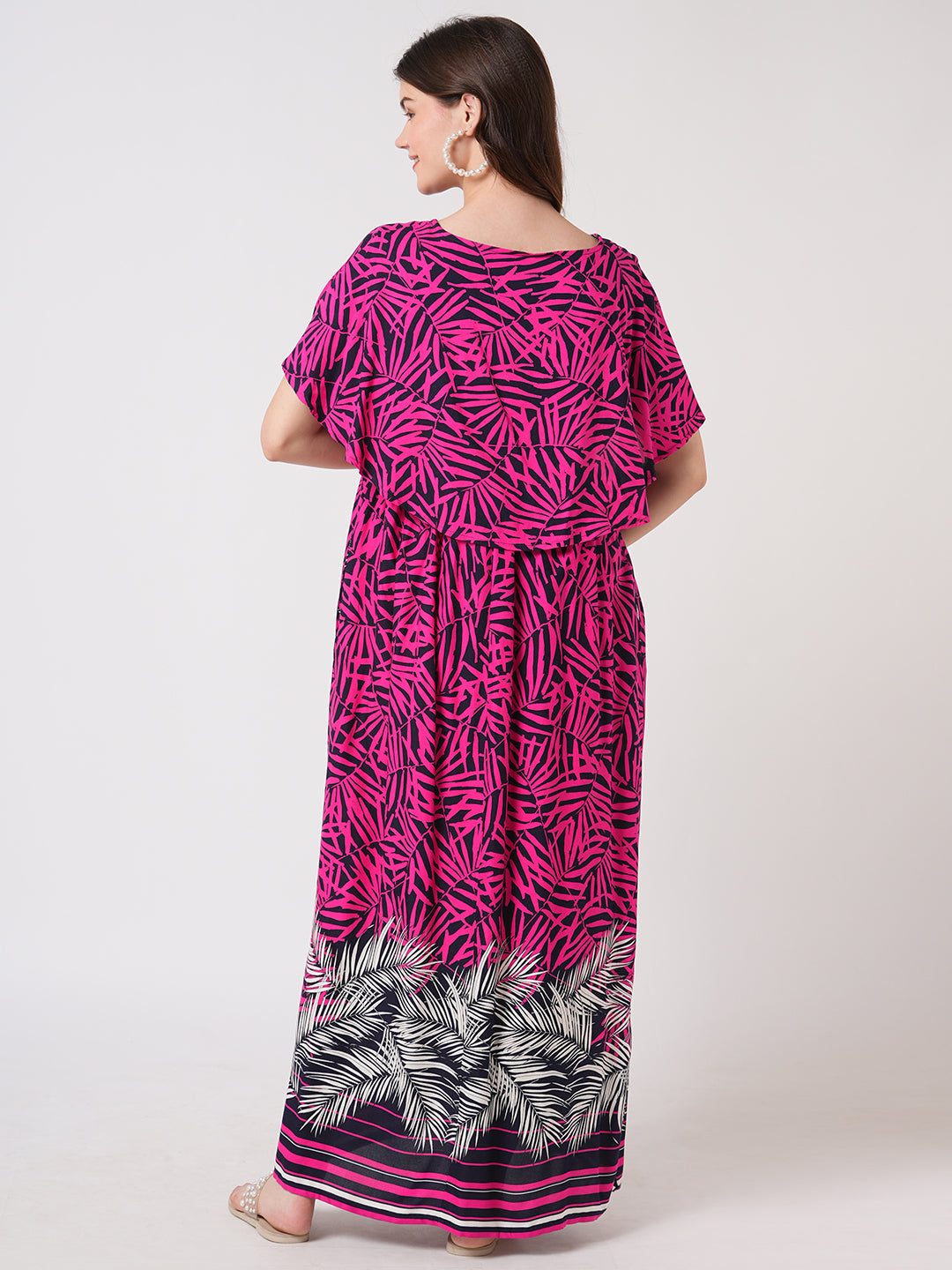 Pink & Black Multicolor Abstract Printed Maternity Dress