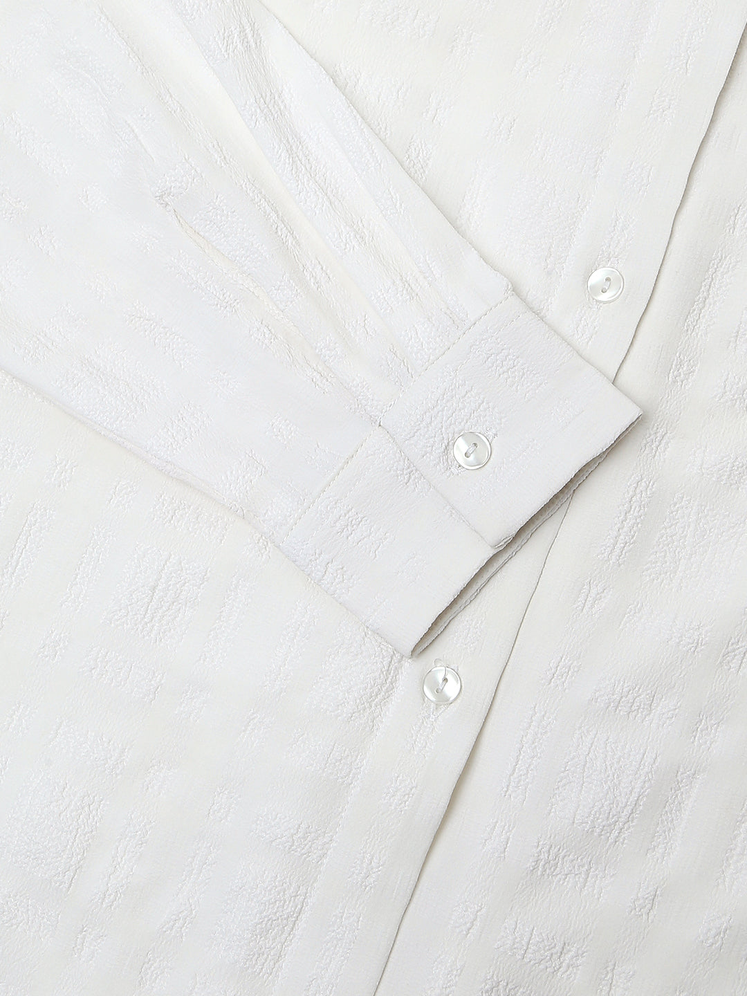 Snow White Dobby Textured Oversized Shirt