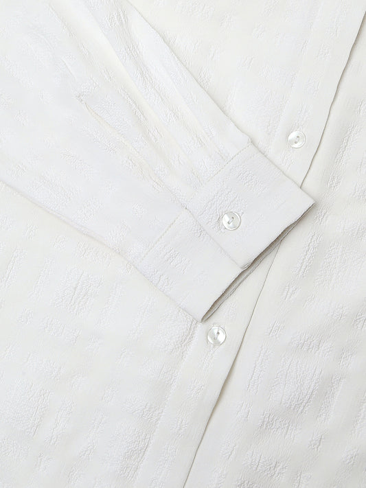 Snow White Dobby Textured Oversized Shirt