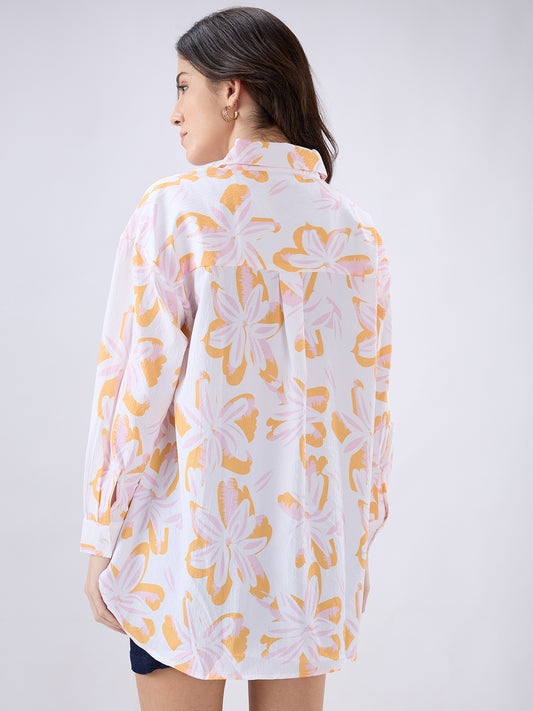 Multicolor Floral Printed Oversized Shirt