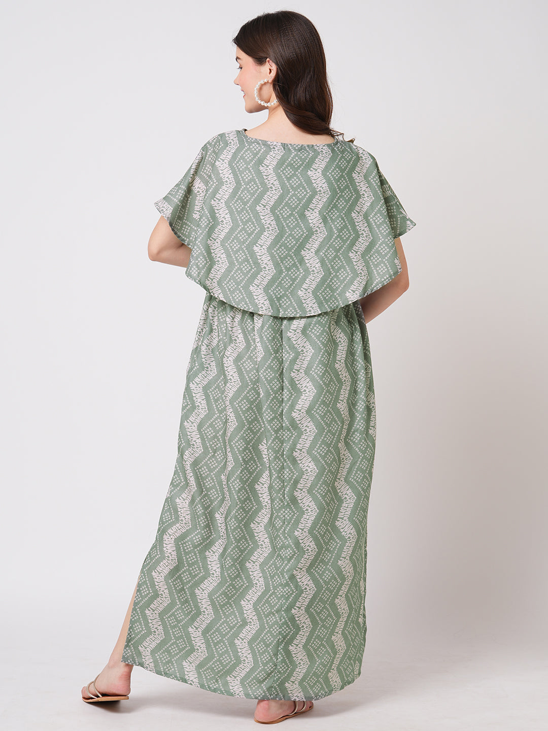 Milestone Grey Ikat Printed Maternity Dress