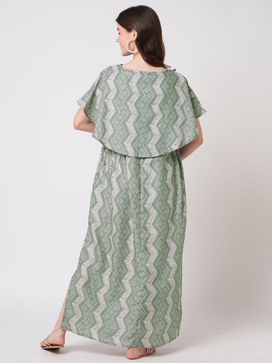 Milestone Grey Ikat Printed Maternity Dress