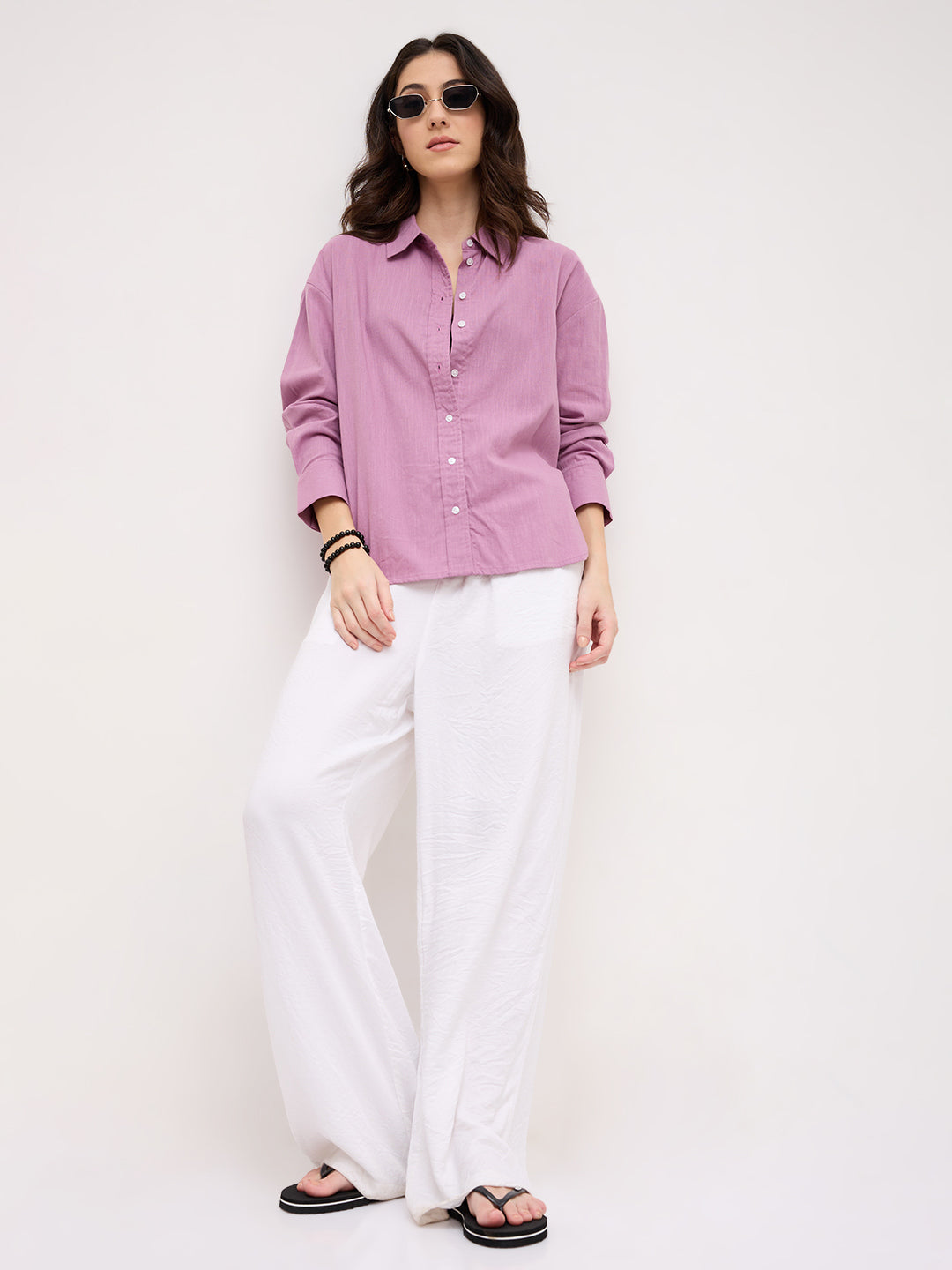 Soft Lavender Mist Casual Oversized Shirt