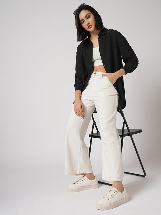 Black Stardust Shimmer Oversized Shirt