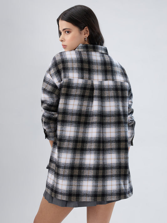 Multicolor Checked Oversized Flannel Shirt