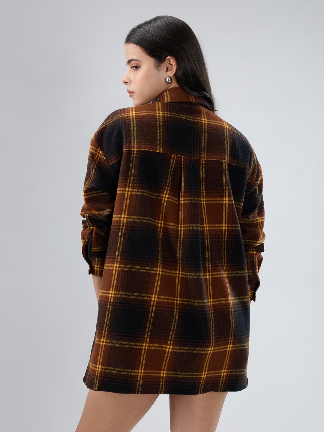 Brown Checked Oversized Flannel