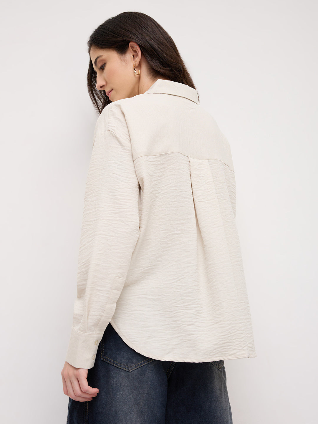 Solid Bisque Beige Oversized Shirt