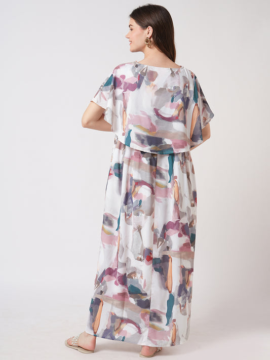 Multicolor Serene Hues Printed Maternity Dress