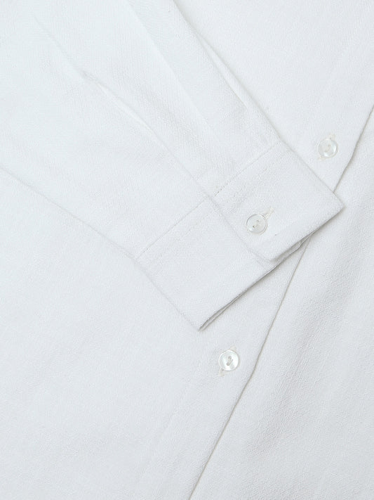 Solid White Textured Oversized Shirt