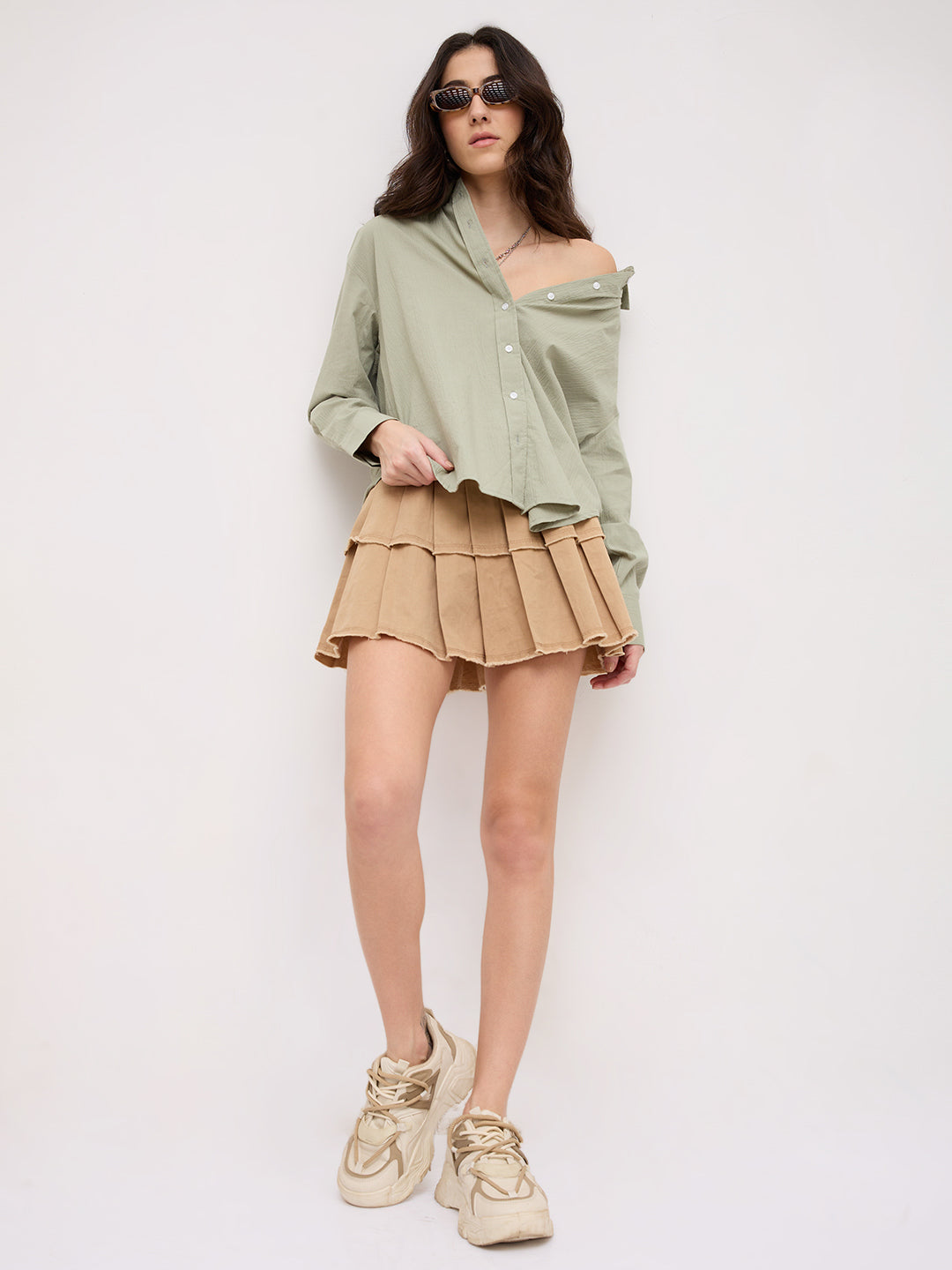 Sea Green Textured Oversized Casual Shirt