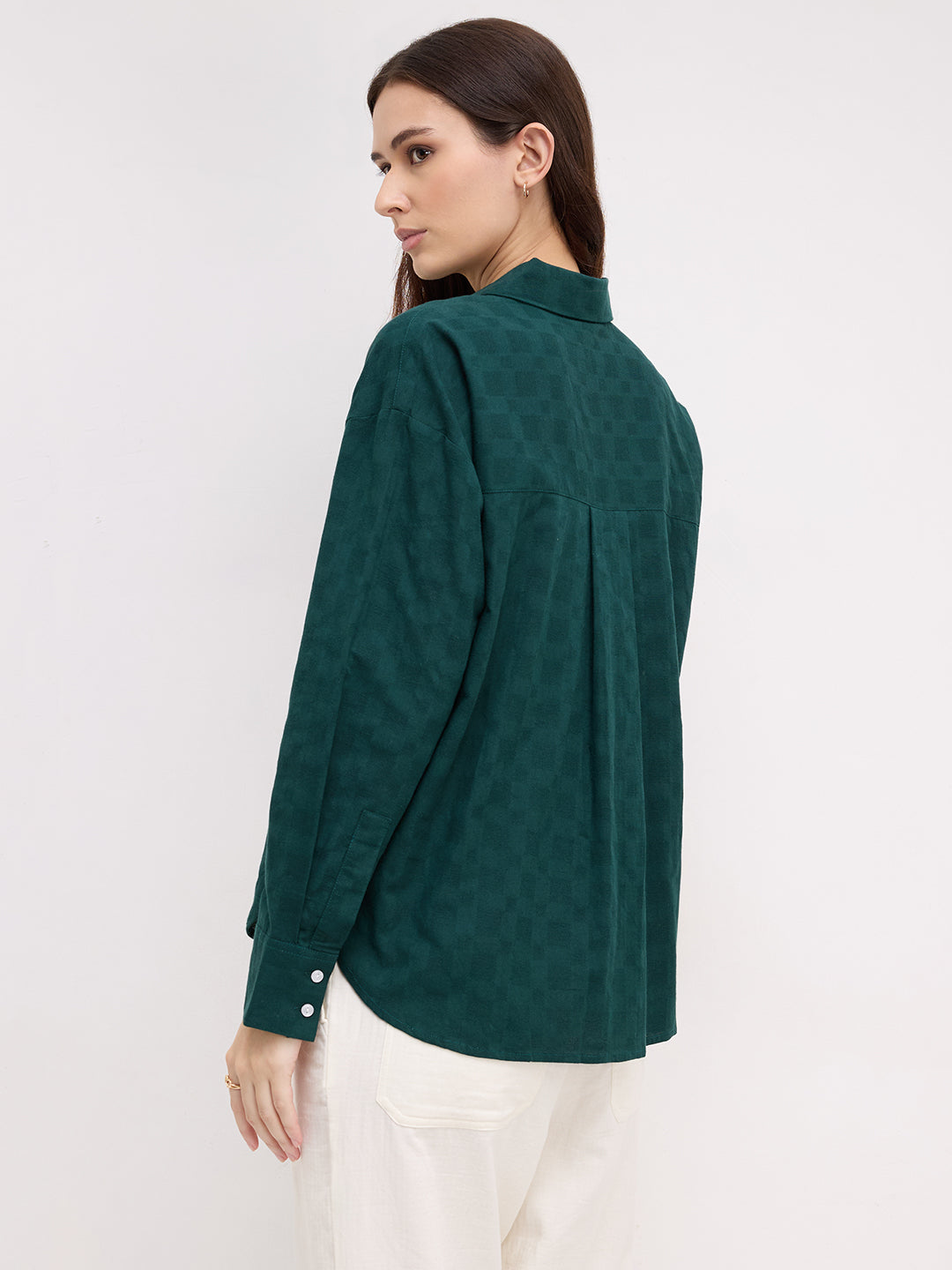 Sacramento Green Box Textured Oversized Shirt