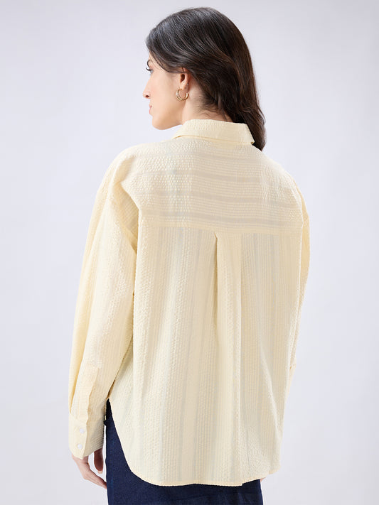 Sunkissed Yellow Seersucker Oversized Shirt