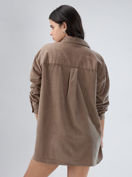 Grayish Olive Corduroy Oversized Shirt