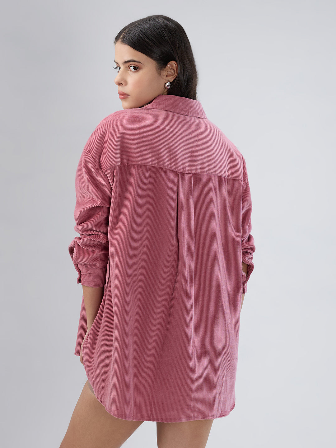 Froly Pink Corduroy Oversized Shirt