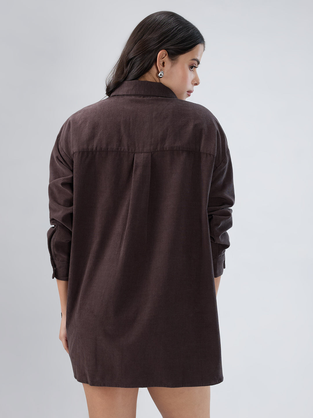 Dark Grey Corduroy Oversized Shirt