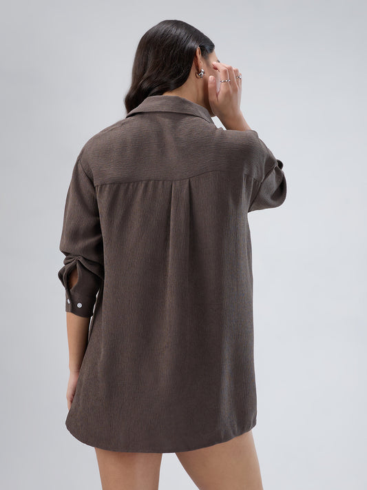 Ash Grey Crinkled Crepe Shirt