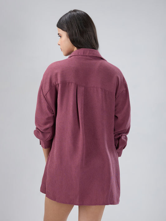 Turkish Rose Pink Crepe Oversized Shirt