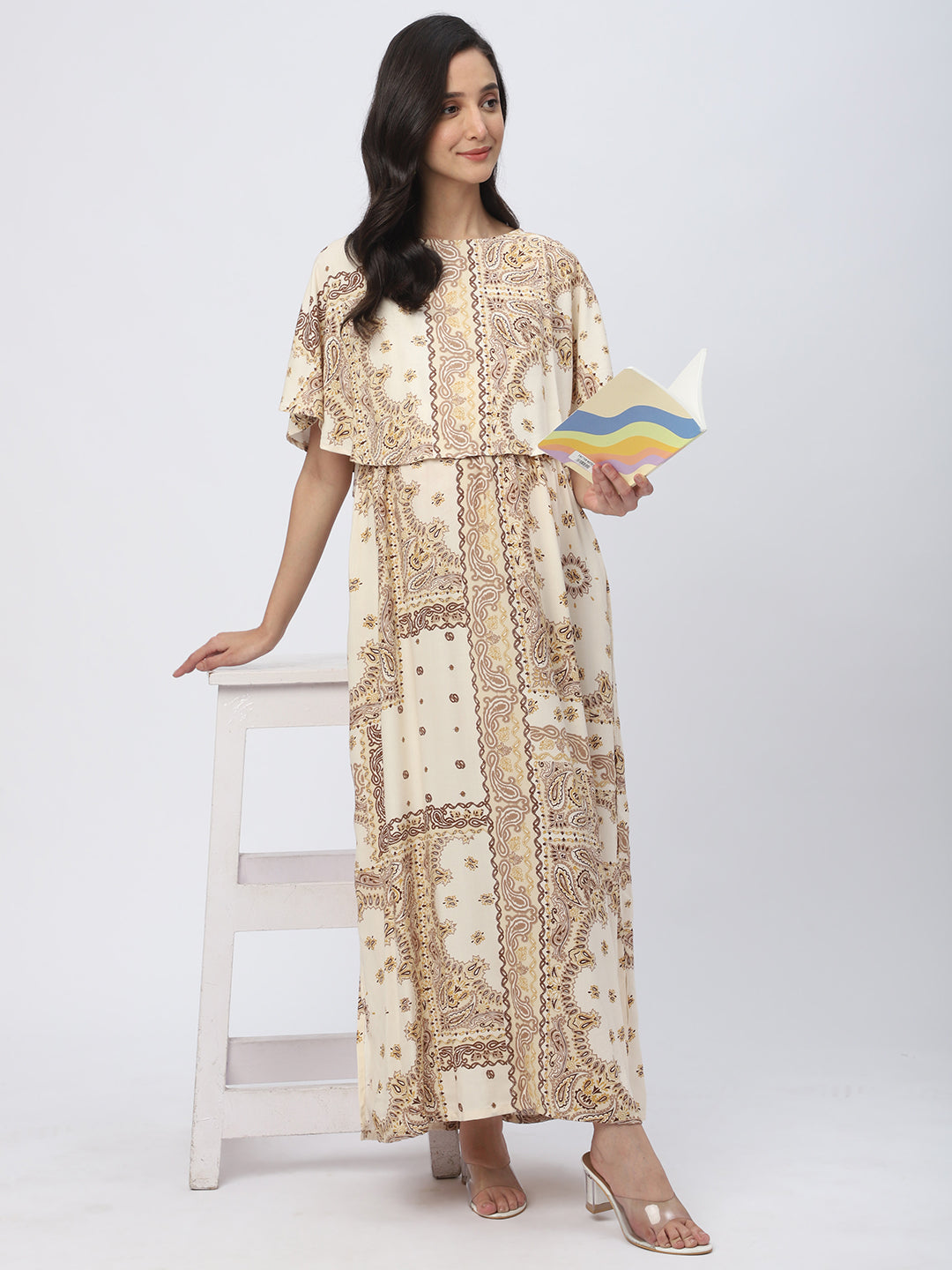 Aesthetic Paisley Printed Maternity Dress