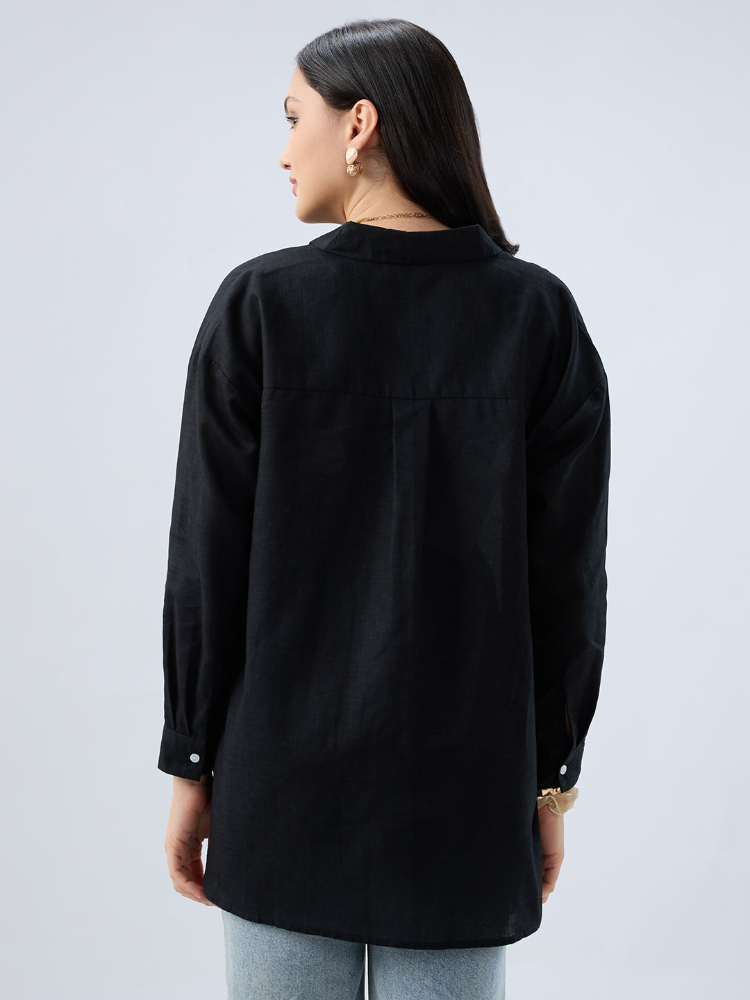Obsidian Black Linen Oversized Shirt
