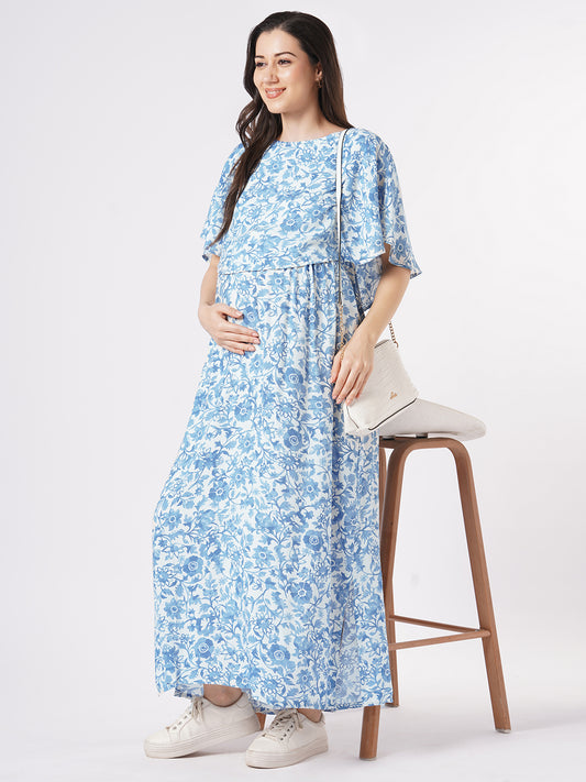 Blue Grace Floral Maternity Dress