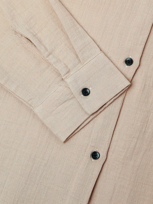 Tan Beige Double Cloth Oversized Shirt