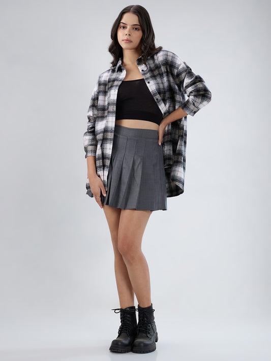 Multicolor Checked Oversized Flannel Shirt