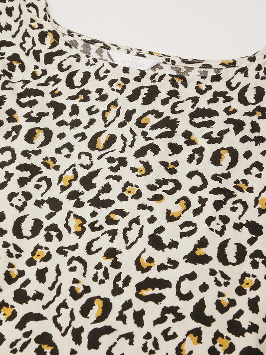 Beige Leopard Printed Comfy Maternity Dress