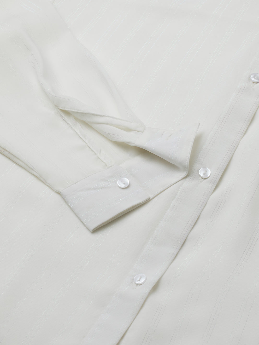 White Glimmer Striped Oversized Shirt